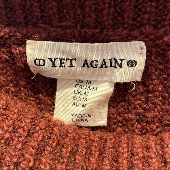 Cowl neck knit sweater Women’s size Medium rust brown long sleeve Fall warm - Picture 5 of 6